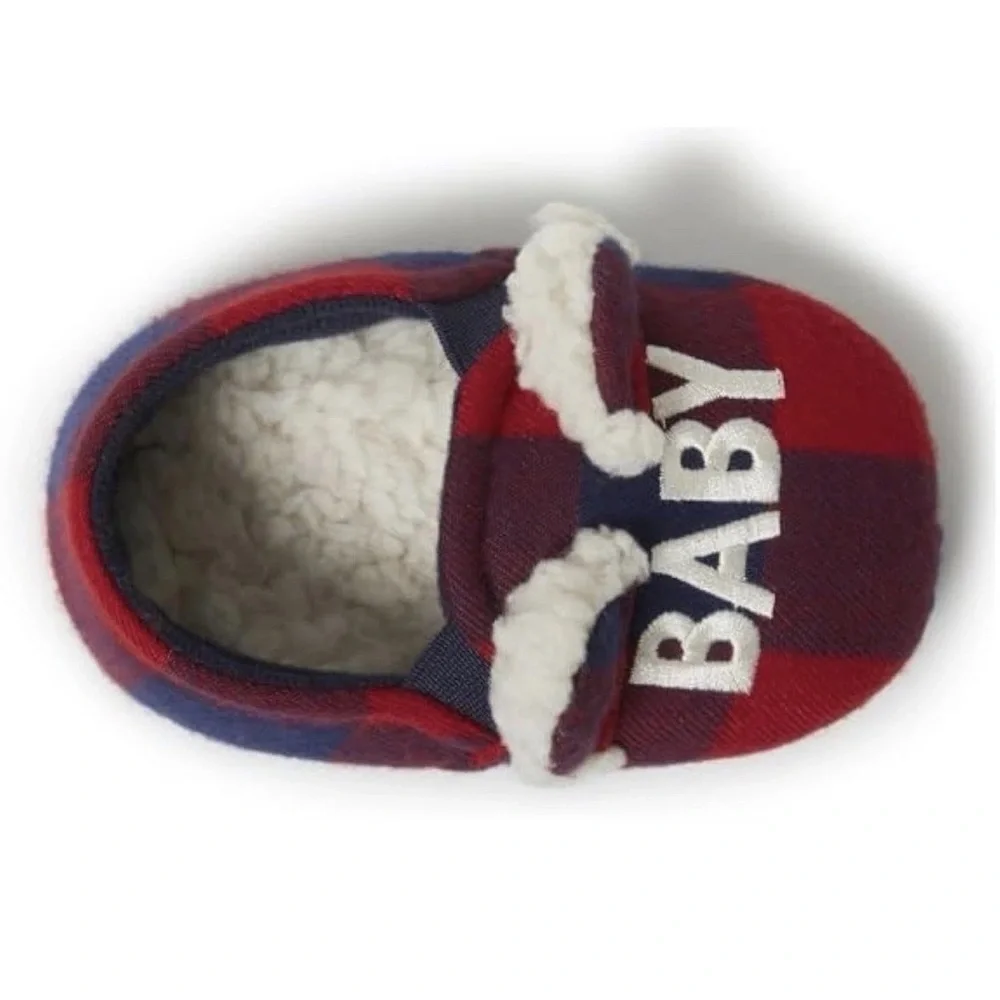 Dearfoams Cozy Baby Bear Plaid Slippers Sz 3-4 NWT FREE SHIPPING